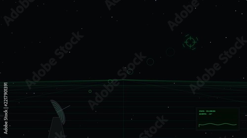 Digital Radar Dish Scanning Sky Grid Animation Sequence