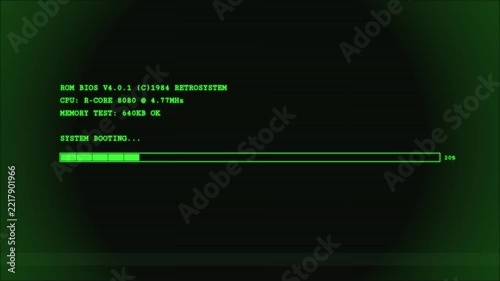 Retro Computer Boot Sequence Progress Bar Console Interface
