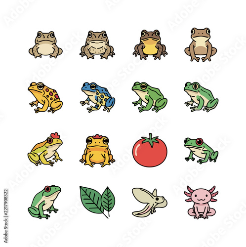 Collection of diverse amphibian and nature elements
