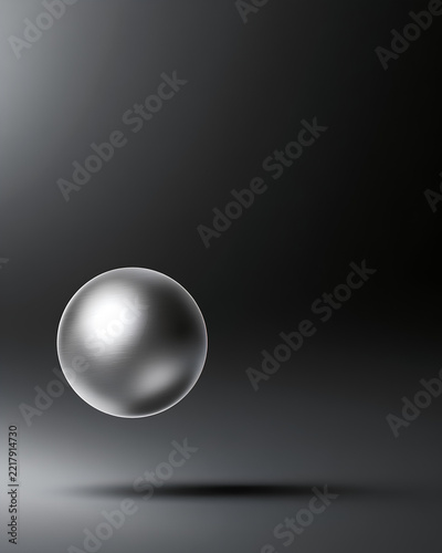 Floating Chrome Steel Orb Displayed on Dark Gradient Backdrop 