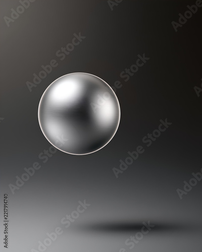 Levitating Brushed Metallic Sphere with Soft Drop Shadow 