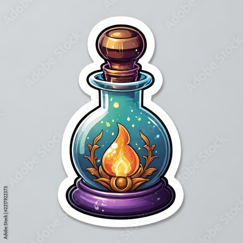 Fantasy Potion Bottle Illustration Sticker with Mysterious and Magical Vibes