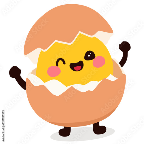 Cute Cartoon Chick Hatching From Egg