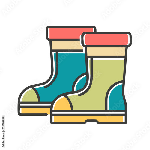 Colorful garden boots illustration with a playful design

