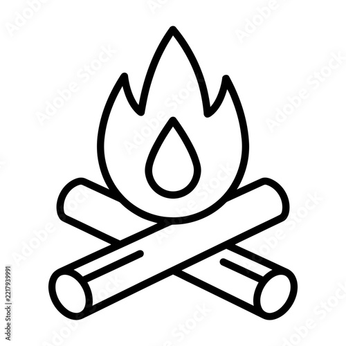 Campfire icon with crossed logs and flames burning