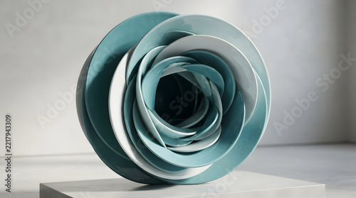 Futuristic Swirl Spiral Torus Abstract 3D Architecture Render