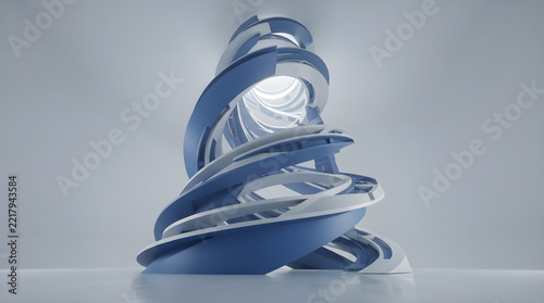 Dynamic Fluid Ribbon Wave Abstract 3D Architectural Render