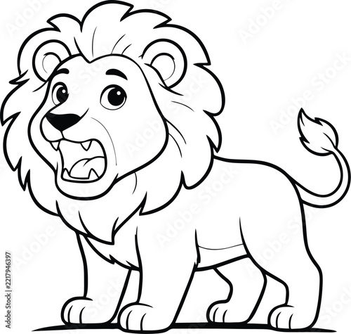 Lion drawing vector of a wild jungle king with open mouth