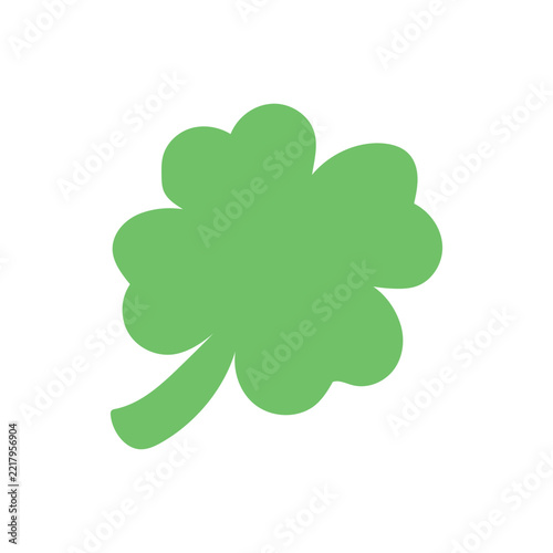 Solid green four leaf clover vector. Flat lucky clover symbol for spring design and nature botanical themes.