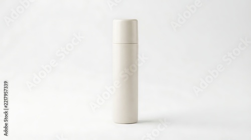 Minimalist beige reusable water bottle isolated on a clean white