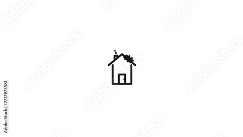 Green Eco Solar House Line Art Animation for Sustainable Architecture and Living