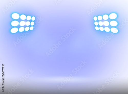 Stadium flood lights with glowing space in the center on transparent surface for dark backdrop, copy space, no text, png, sports concept