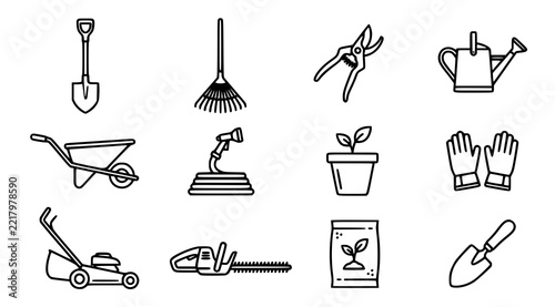 Gardening and Yard Care Vector Icon Set