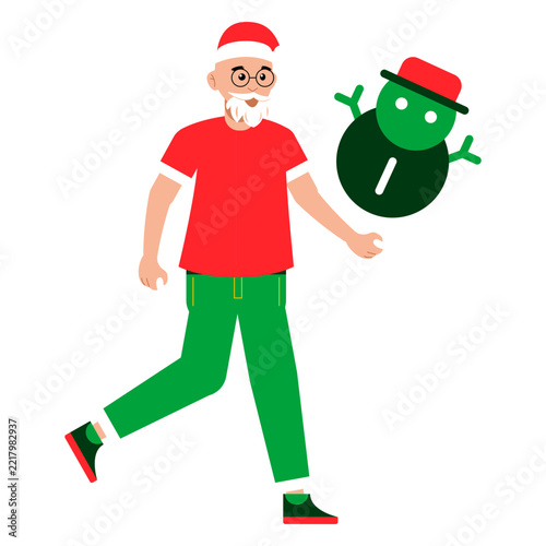 Santa Snowman Character Santa Claus walking beside a cheerful snowman ideal for Christmas scenes winter celebrations and holiday illustrations 