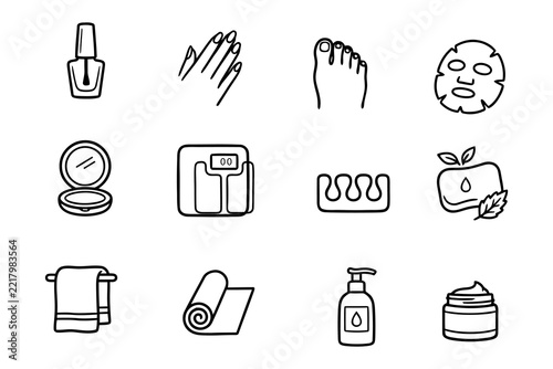 Beauty, Skincare, and Wellness Line Art Icon Set Vector
