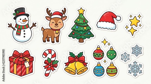 set of christmas elements