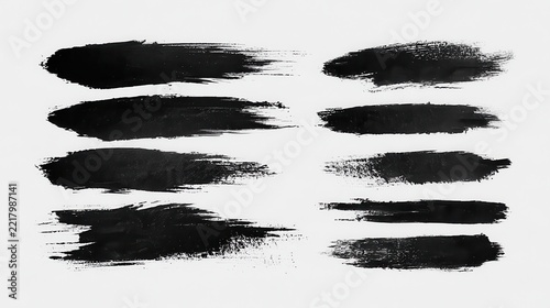 Rough black ink brush swipe textures