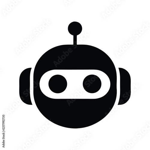 Robot Head Icon With Antenna And Visor Eyes
