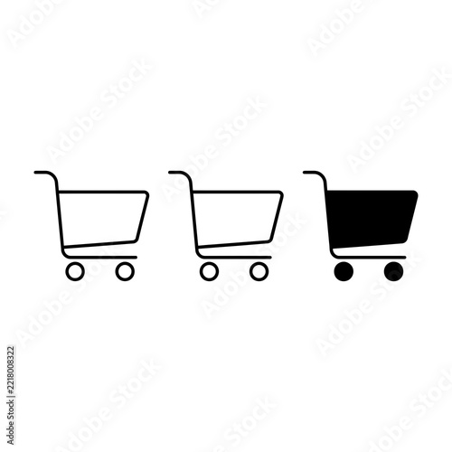 Three shopping carts in a row, one filled black
