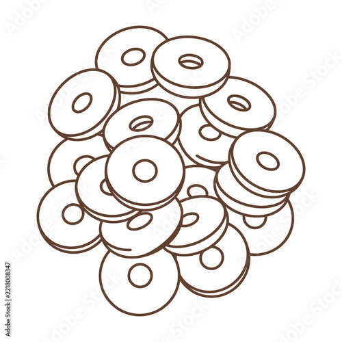 Pile of washers and spacers in illustration