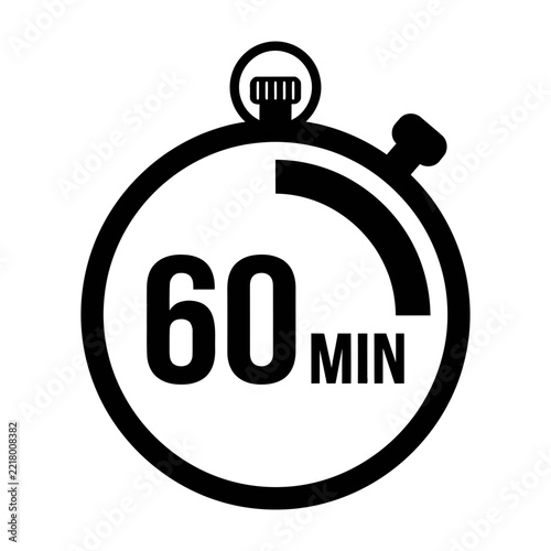Stopwatch timer 60 minutes icon symbol