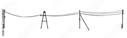 Vintage Wooden Utility Poles Overhead Wires