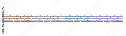 Brick wall pattern border with colorful gradient line art design
