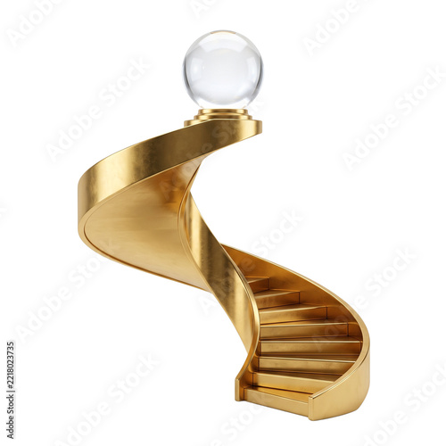Golden Spiral Staircase With Glass Sphere On Top