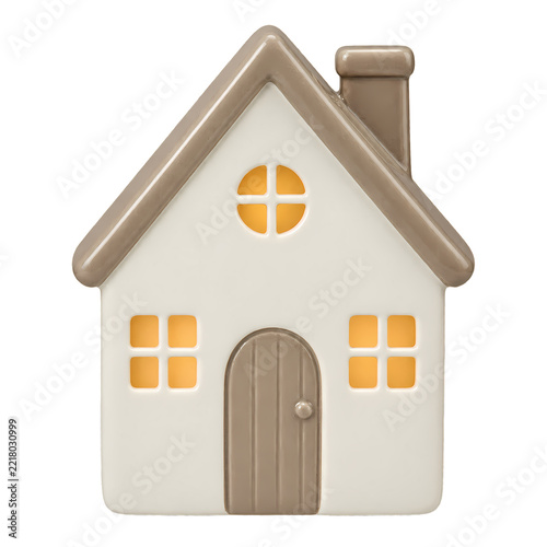 Ceramic House Ornament with Clean Hygge Aesthetic for Winter