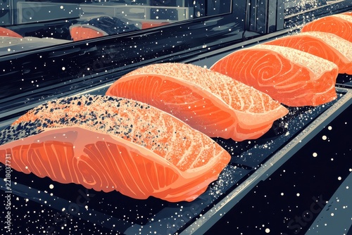 Fresh Salmon Fillets Prepared for Cooking