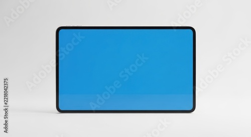 Blue smartphone on white surface view top