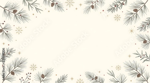 Minimal Nordic Christmas Business Card with Elegant Seasonal Decoration