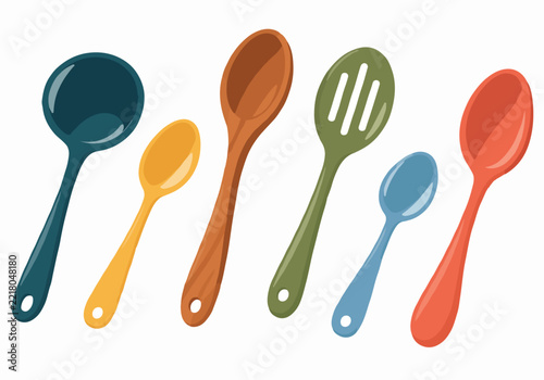 Colorful Kitchen Cooking Spoons and Ladles