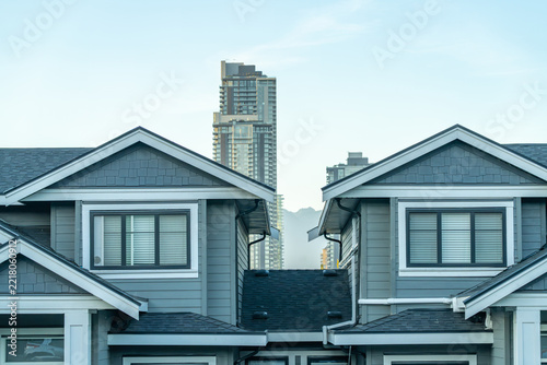 Modern Townhouses and High-Rise Buildings in Vancouver, British Columbia