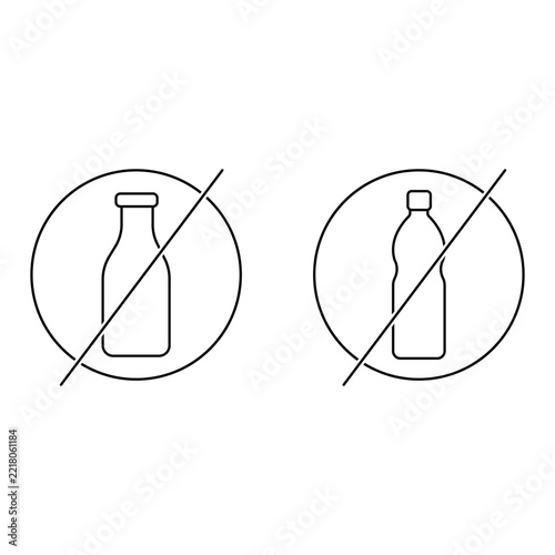 Set of Prohibition Signs with Crossed Out Bottles Vector Illustration for Safety and Warning Concepts.