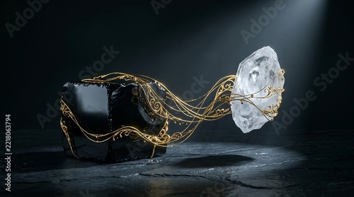High-Jewelry Obsidian & Frosted Quartz Display (Ultra-Luxe Mockup)