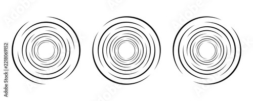 Spiral vortex pattern with concentric circular lines creates dynamic radial motion effect. Perfect for abstract graphic designs, sound wave visualizations, and modern backgrounds.