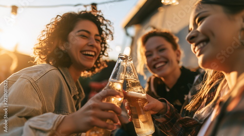 Friends Having Backyard Barbecue Party and Toasting