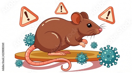 Public health: Rat vector illustration warning of plague outbreak and infectious disease risk