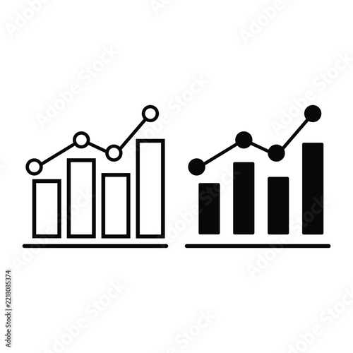 Bar and line chart comparison illustration Vector