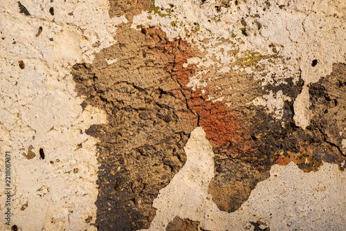 Peeling White Paint on Cracked Grunge Concrete Wall Texture