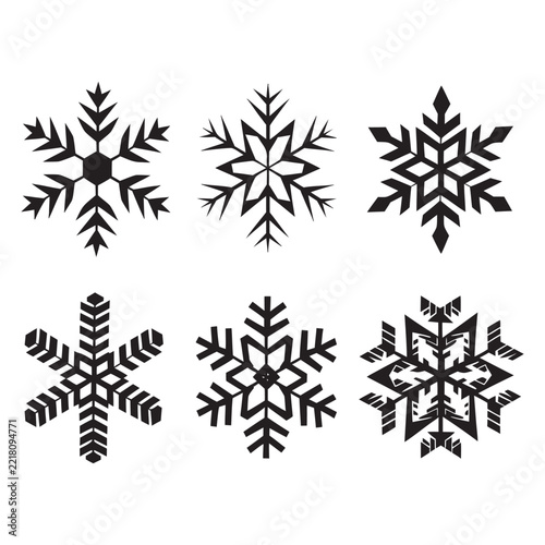 Nordic Scandinavian Snowflake Ornament Silhouette Vector Collection
