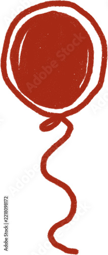 Single Party Balloon Red Hand Drawn Line Art