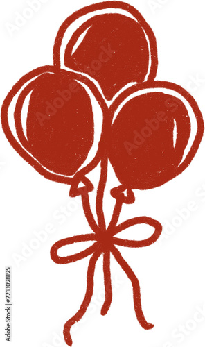 Party Balloon Bouquet Red Hand Drawn Line Art
