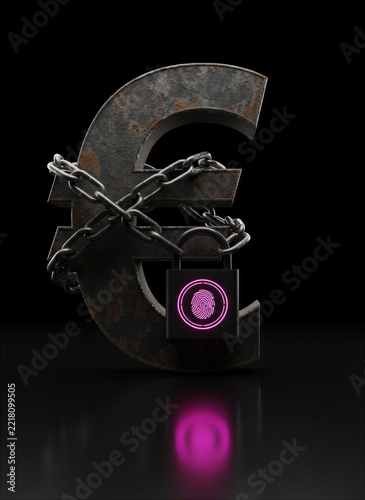 Secured Euro Biometric Digital Finance Security Concept With Encrypted Asset Protection