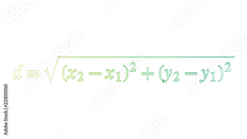 Distance between two points in green glass isolated