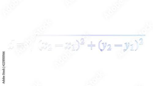 Distance between two points in pastel glass isolated