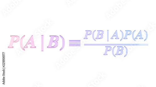 Bayes conditional probability theorem in purple glass isolated
