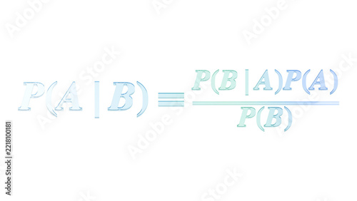 Bayes conditional probability theorem in turquoise glass isolated
