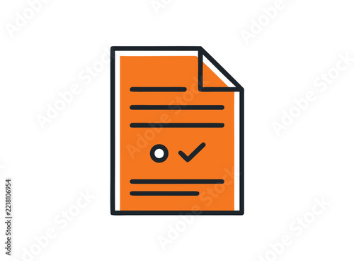 Approved document with checkmark icon flat line vector illustration